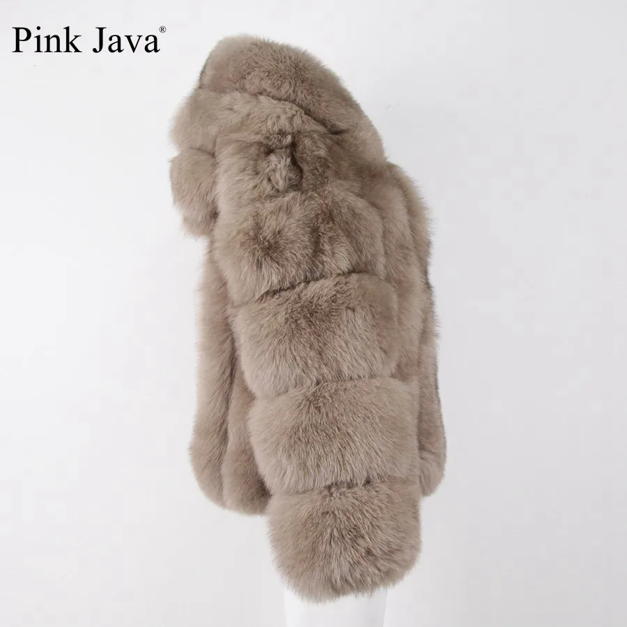 Розовый java QC1888 2018 новая модель женская шуба из натурального Лисьего меха с