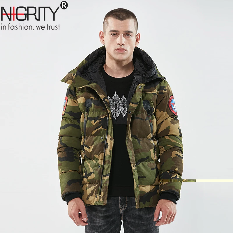 NIGRITY 2018 зимняя камуфляжная куртка для мужчин модная мужская парка с воротником