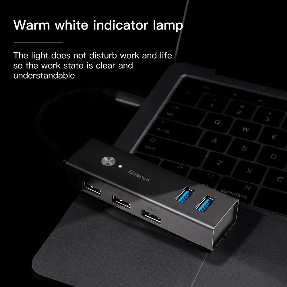 BASEUS 5 USB Ports Type-C to USB3.0 x 3 + US 2.0 2 Hub Adapter Converter Compatible Windows Mac OS System | Мобильные телефоны и
