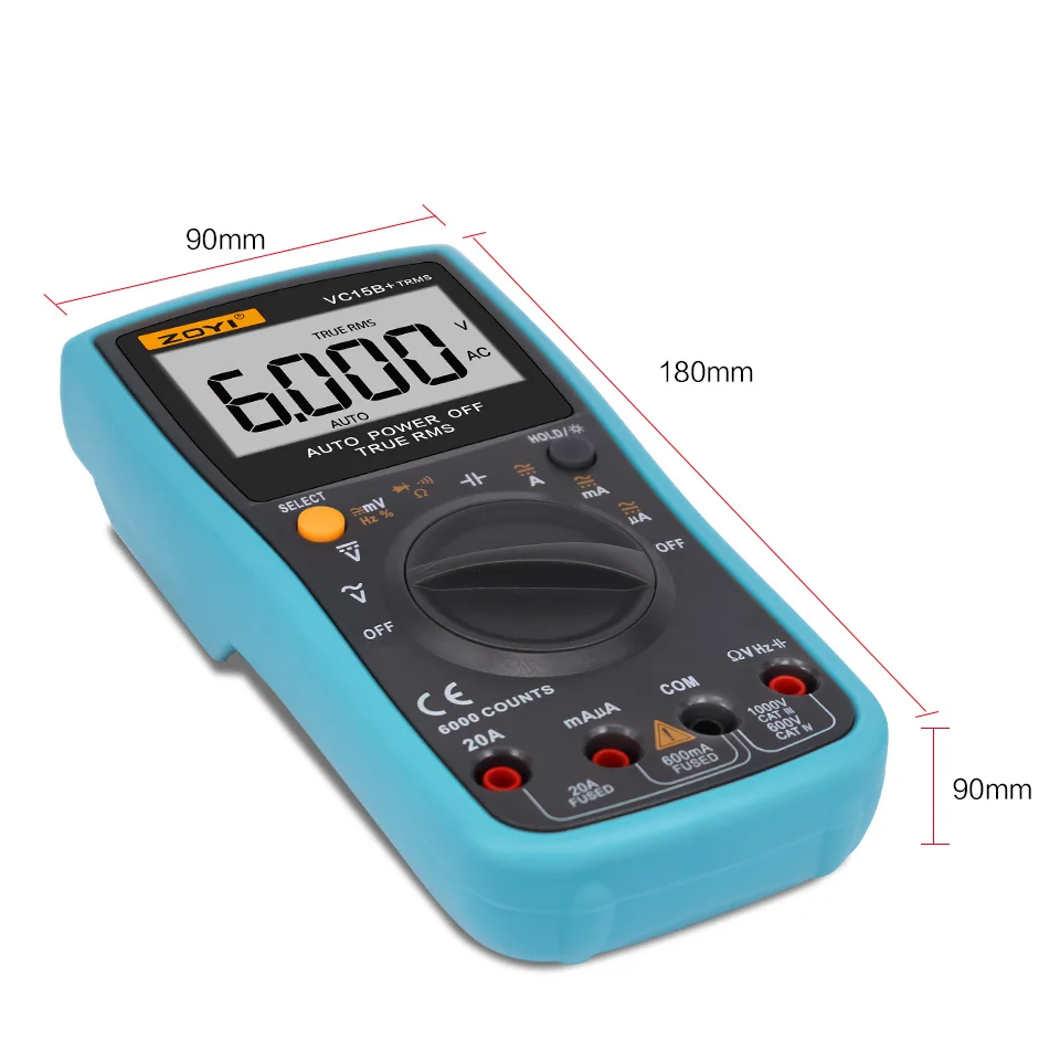 Цифровой мультиметр ZOYI ZT15B + 6000 отсчетов постоянный и переменный ток измеритель