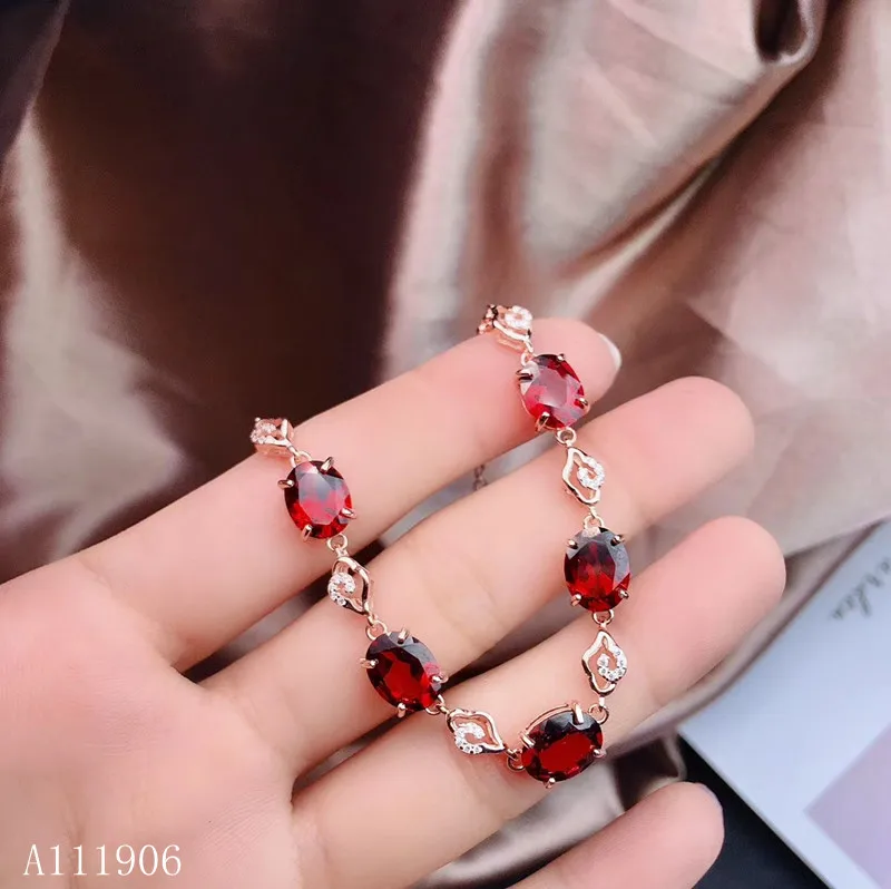 

KJJEAXCMY boutique jewelry 925 sterling silver inlaid natural garnet gemstone female bracelet support review new luxury