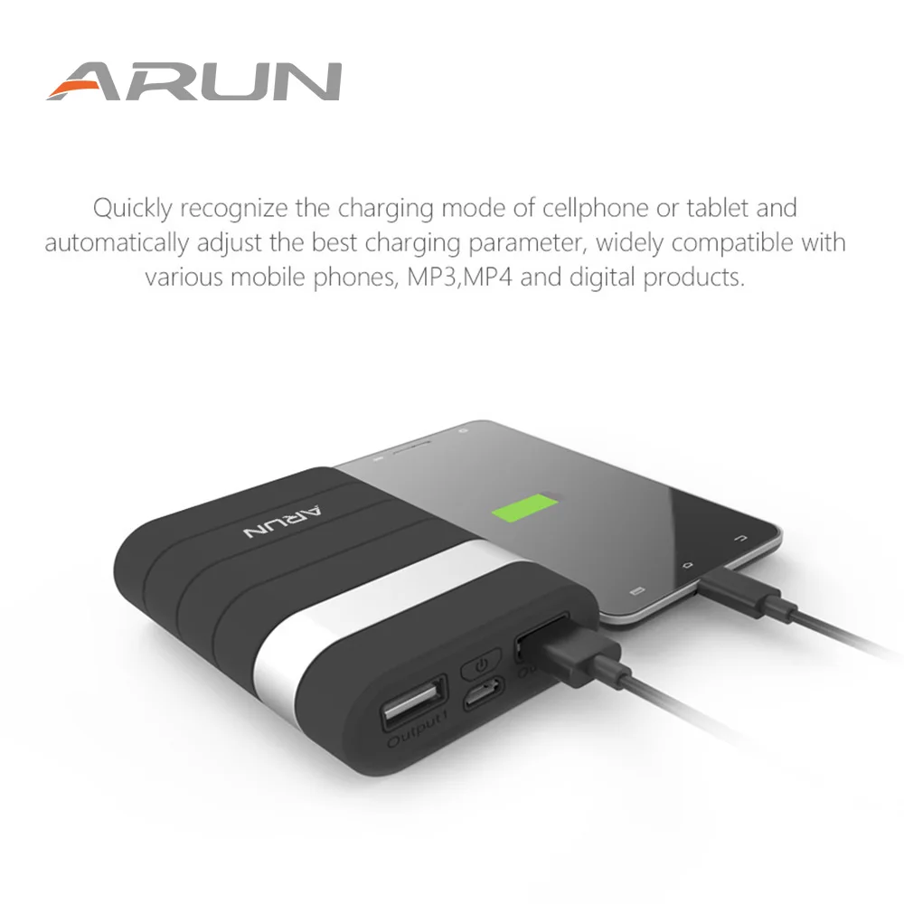 ARUN 10000 mah Мощность Bank внешняя Батарея повербанк 2 USB банк Портативный мобильного