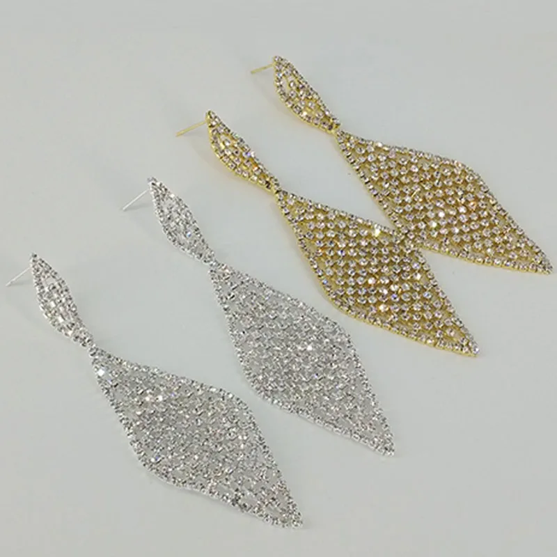 

Long Strip Earrings Silver Plated Crystal 2 Color Tassel Earrings Pendientes Summer Style