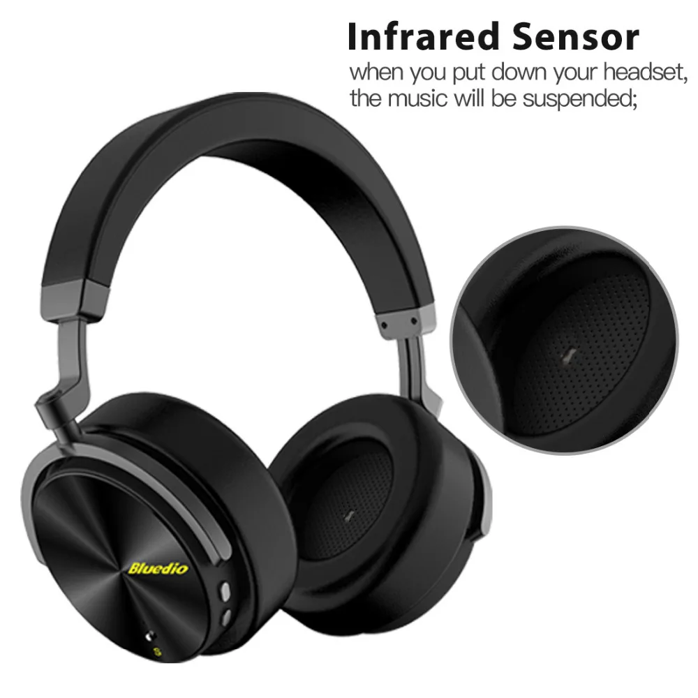 Bluedio T5S Active Шум отмена Беспроводной Bluetooth наушники Портативный гарнитура с
