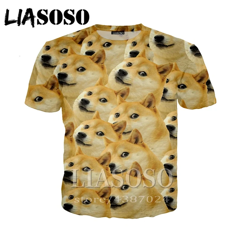 LIASOSO для мужчин и женщин 3d принт DJ Homme футболка cool doge хип-хоп топы животные Собаки