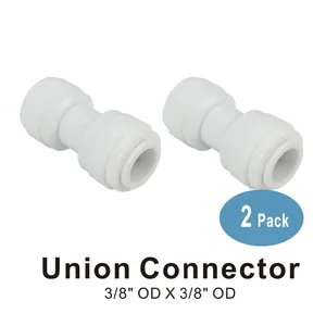 Union Connector 3/8-Inch x 3/8-Inch Quick Connect RO System Fittings - 2 PACK