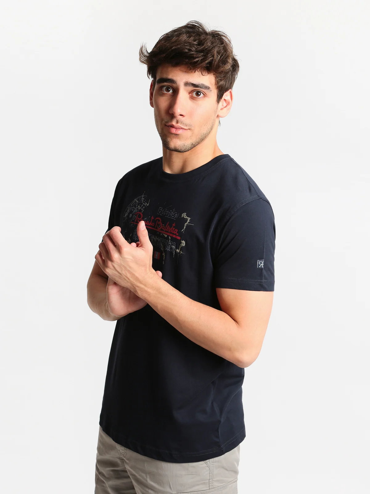 Хлопковая футболка с принтом и круглым вырезом | Мужская одежда