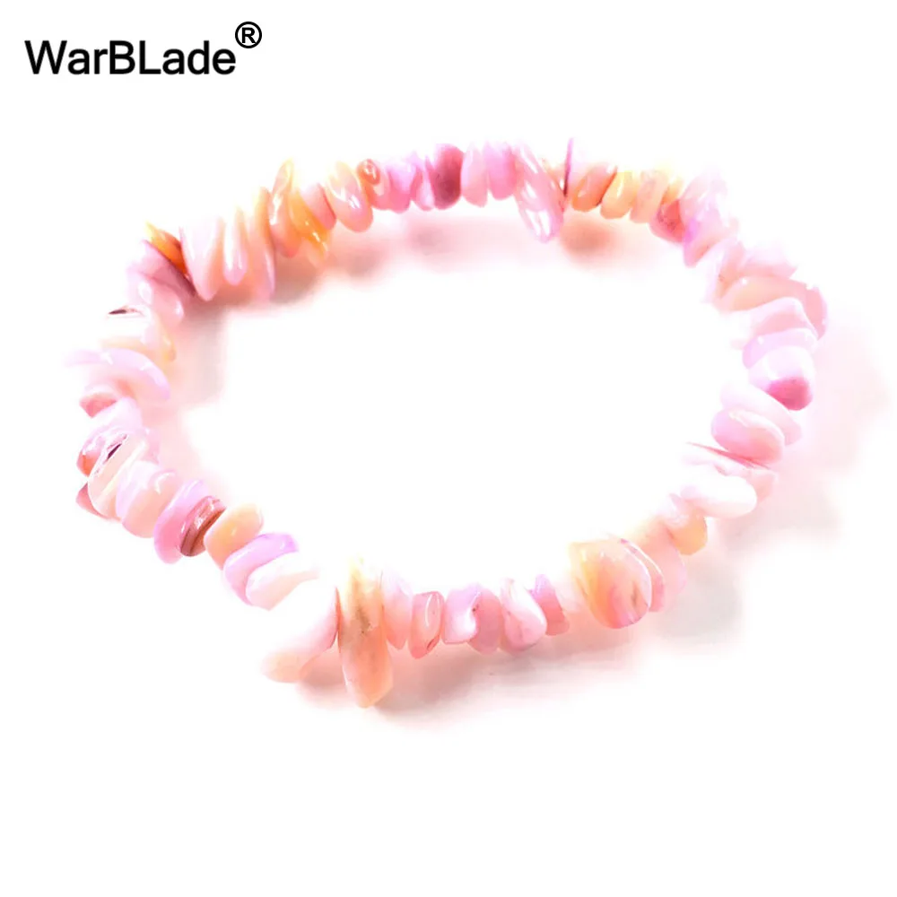 WarBLade 10 шт. натуральный камень браслет чип бусины, камешки Amazon Кристалл Коралл кварцевые бусины браслеты для женщин ювелирные изделия - Окраска металла: Powder shell