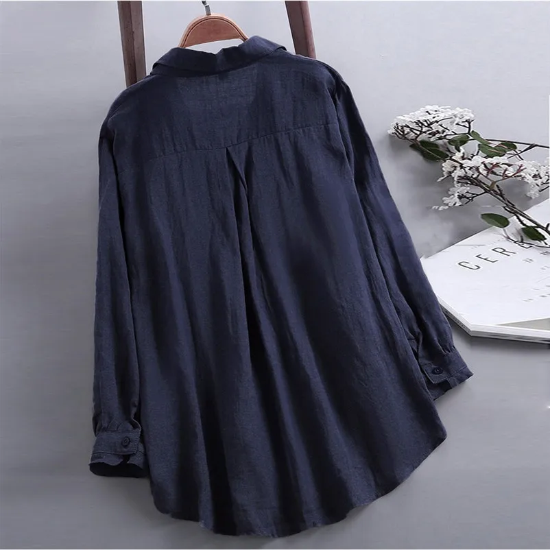 Лидер продаж модные женские топы и блузки 2019 Повседневная Свободная льняная