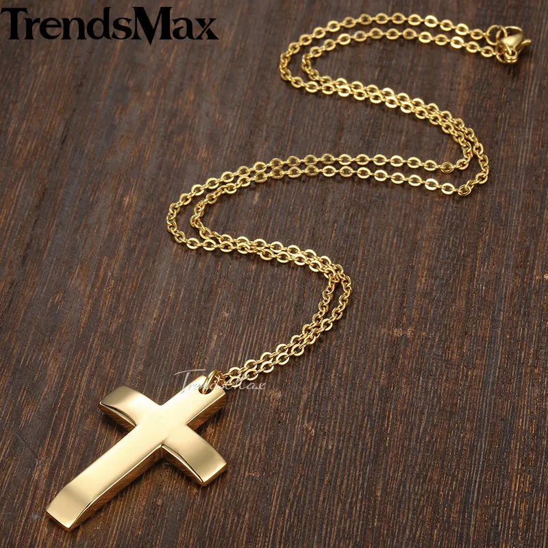 Trendsmax классическое колье с подвеской в виде Креста для мужчин и женщин цепочка из