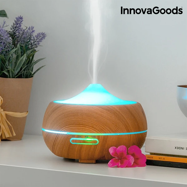 Увлажнитель Арома диффузор с подсветкой светодиодный Innovagoods деревянный. эффект