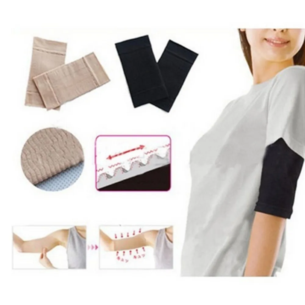 

New Arm Shaper Women Fat Burning Thin Arm Elastic Sleeve Armband Arm Warmers Black Beige Colors