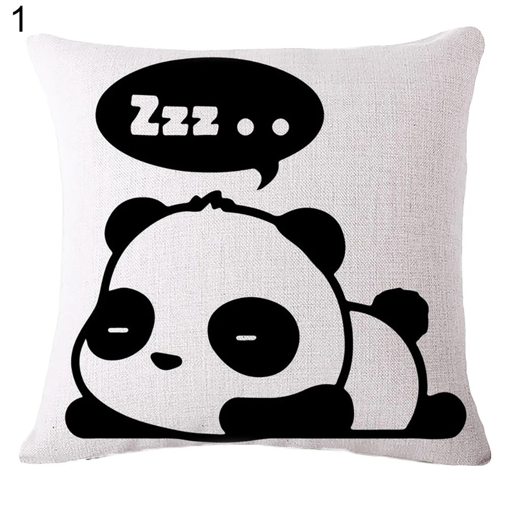 Льняная квадратная наволочка для подушки с рисунком панды|cushion cover home decor|cover