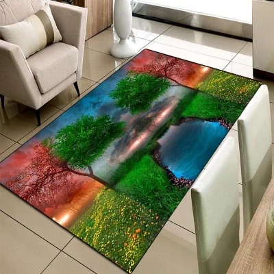 

Else Nature Landscape View River Background 3d Print Non Slip Microfiber Living Room Decorative Modern Washable Area Rug Mat