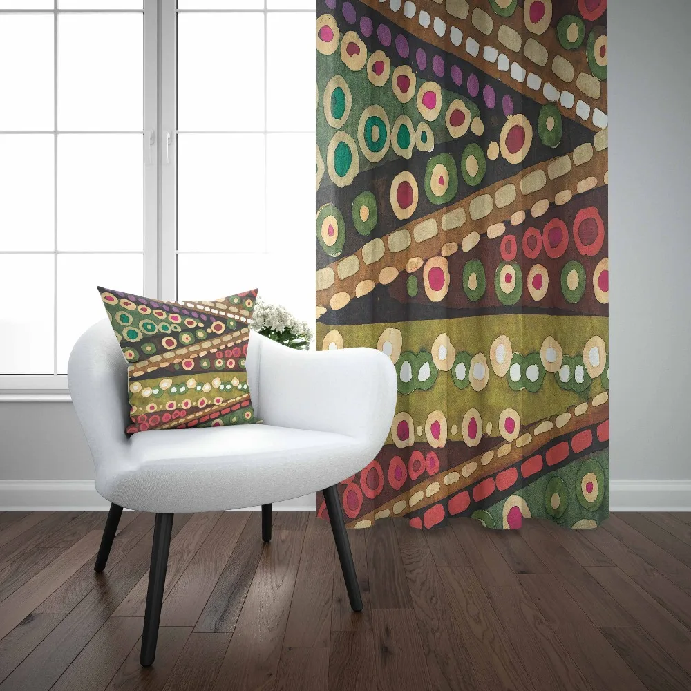 

Else Geometric Green Red Yellow Circle Authentic Retro 3d Print Living Room Bedroom 1 Panel Set Curtain Combine Gift Pillow Case