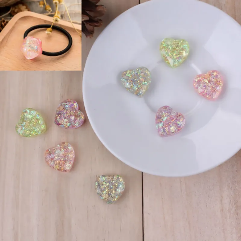 Doreen Box Resin Aurora Borealis фотоэлемент кабошон в форме сердца прозрачные блестки с