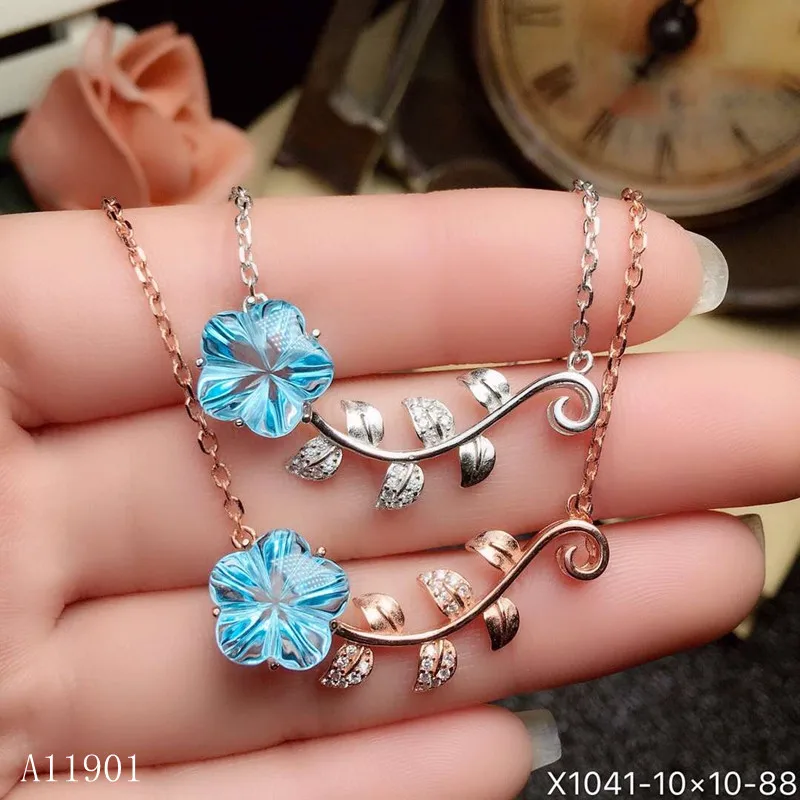 

KJJEAXCMY boutique jewels 925 pure silver inlaid natural gemstone Topaz Necklace Pendant support detection