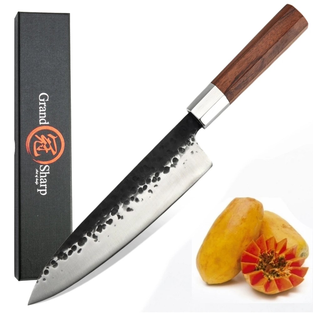 Нож шеф-повара ручной работы, японские кухонные ножи 4cr13, сталь, Gyuto PRO, инструменты для нарезки, приготовления пищи, африканская деревянная ручка, Подарочная коробка, кухонная посуда