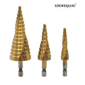 Набор ступенчатых Сверл из быстрорежущей стали с титановым покрытием, 4-12 мм, 4-20 мм, 4-32 мм, 3 шт.комплект