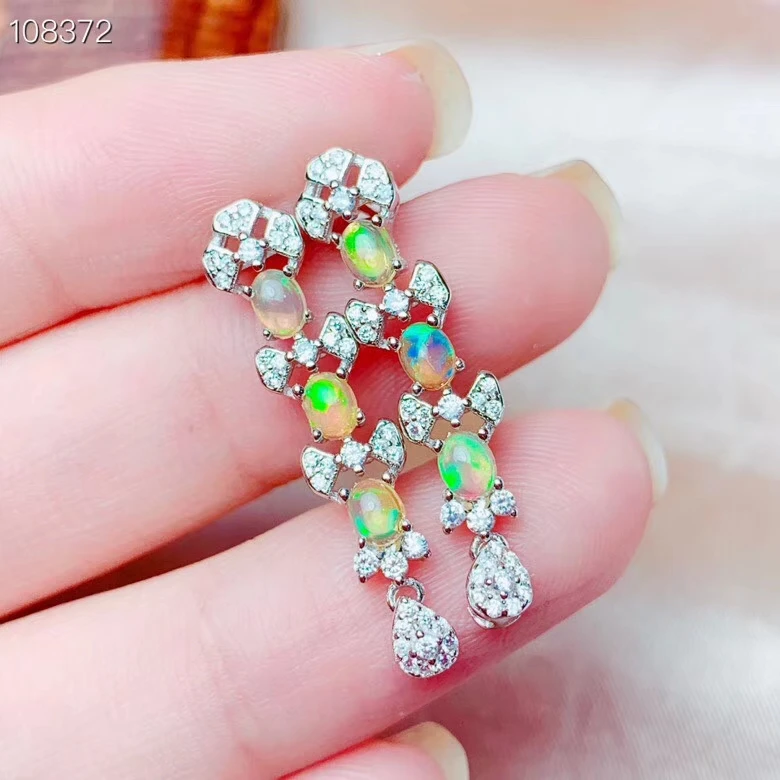 Женские серьги из серебра 925 пробы с натуральным опалом|Серьги-гвоздики| |