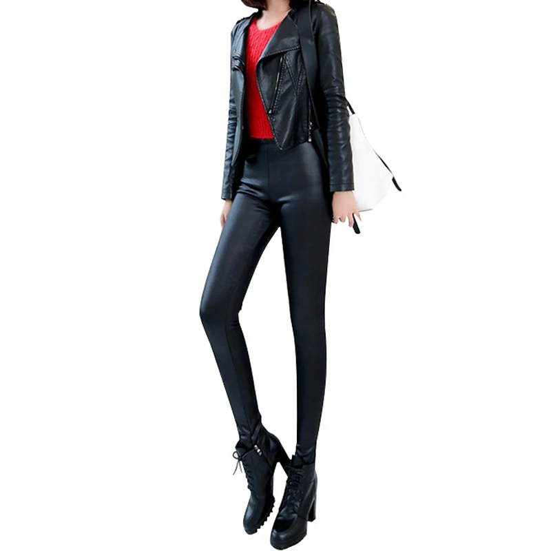 2018 женские брюки-карандаш с высокой талией Зимние флисовые бархатные теплые