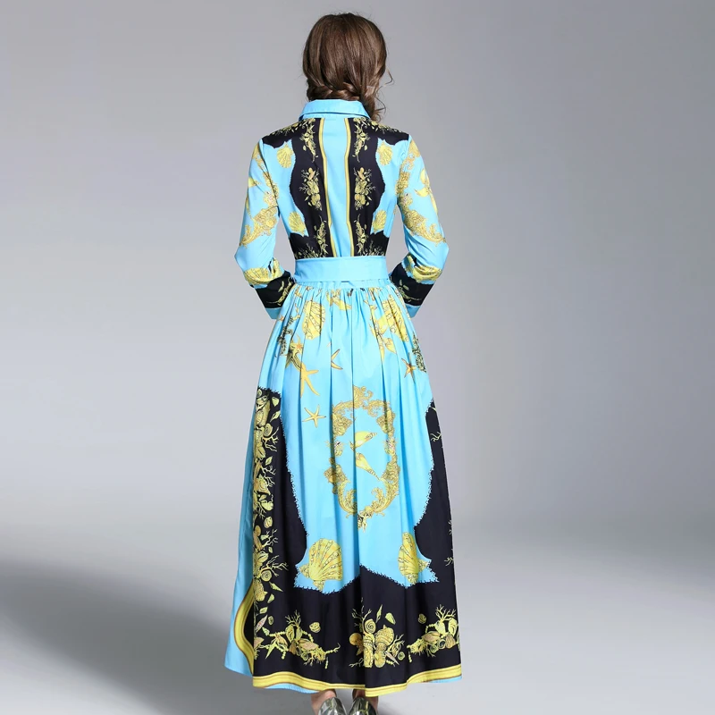 2018 длинное пляжное летнее платье Женская мода с длинным рукавом цвет блока