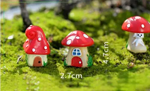 3pcs\set cartoon Mushroom house Miniature Garden Ornaments Toys zakka decoration flower pot decor DIY Mini Fairy tale world CJ41 | Дом и сад