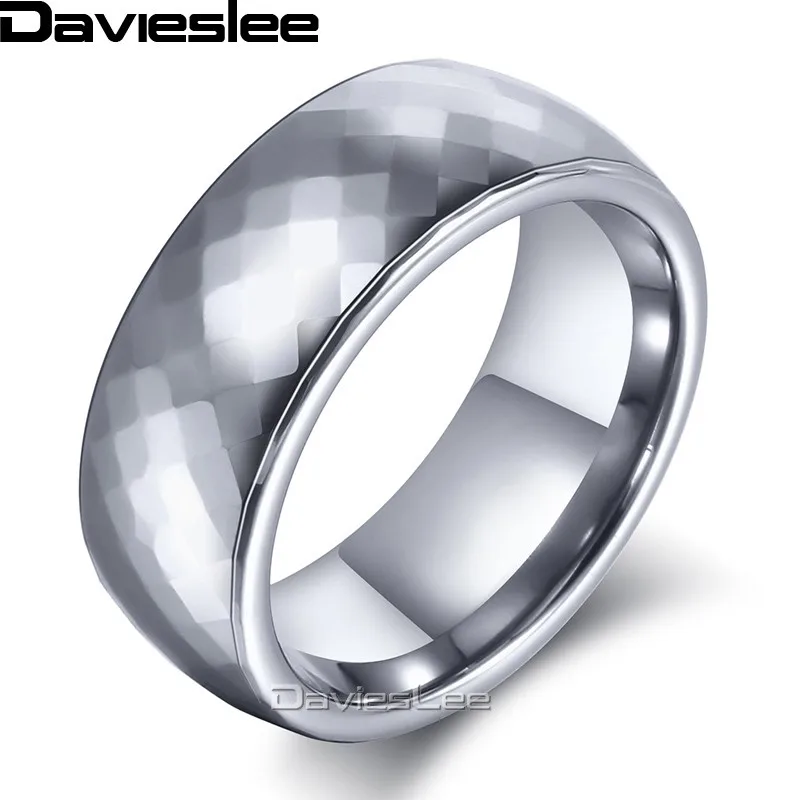 Мужские кольца Davieslee LTR01 из карбида вольфрама с гранями для мальчиков|rings tungsten