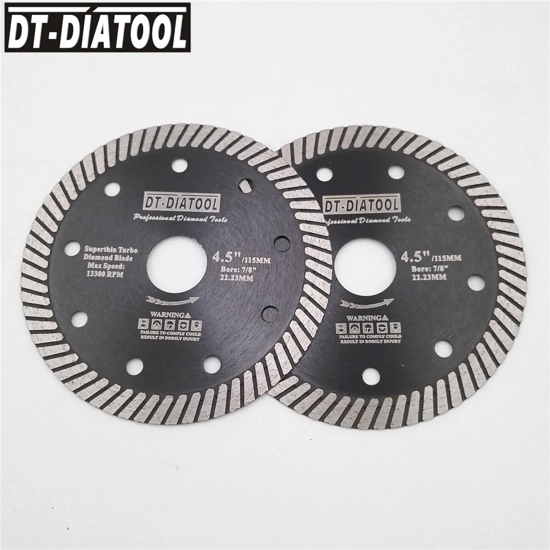 

DT-DIATOOL 2pcs 4/4.5/5 inches Diamond Hot Pressed Super Thin Turbo saw Blade cutting disc Tile marble Granite Grinding wheel