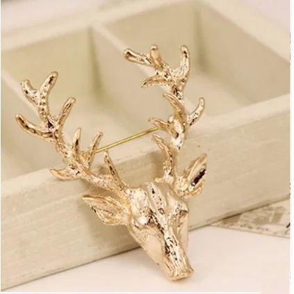 Accessories Decoration Retro Golden Longhorn Deer Pin Shawl Buckle Deer Head Deer Couple Brooch gift