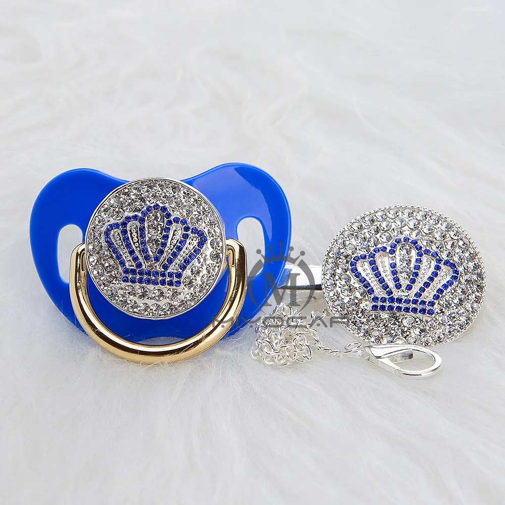 MIYOCAR Золотой красивый золотой bling Корона соска и соска клип набор BPA бесплатно пустышка bling уникальный дизайн ABCB-1