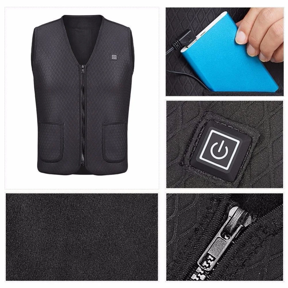 

Drop ship 2019 Man USB Infrared Heating Vest Jacket Winter Carbon Fiber Electric Thermal Clothing Waistcoat Upgraded