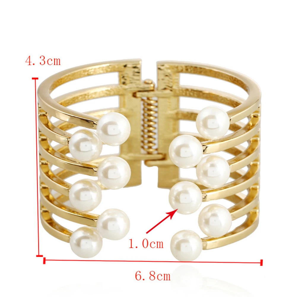 Fashion Elegant Alloy Faux Pearl Open Bangle Women Lady Jewelry Gift | Украшения и аксессуары