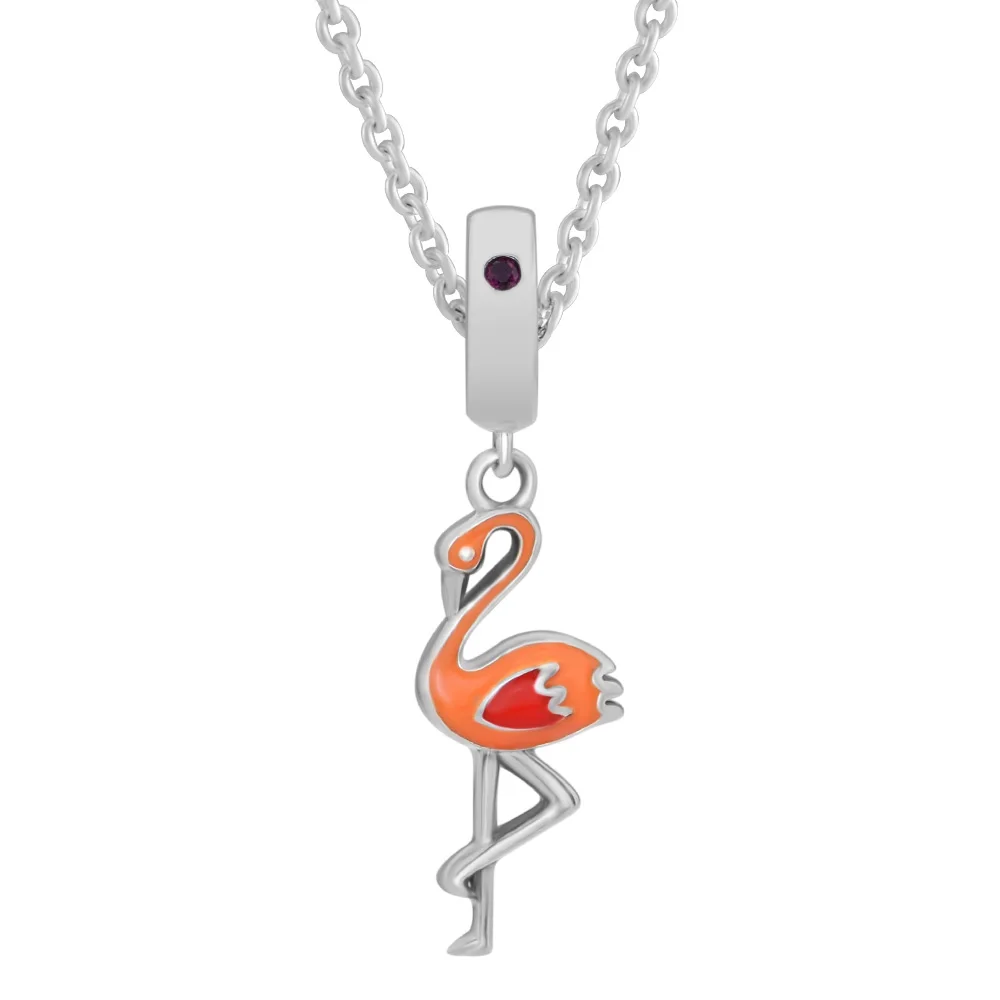 Fits Pandora Bracelet Flamingo Silver Dangle Charms Genuine 925 Sterling Original Beads for Women DIY Jewelry kralen |