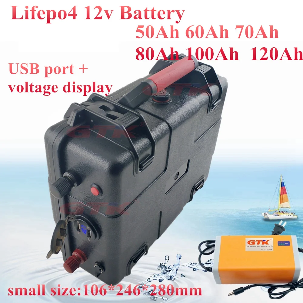 Ультра большая емкость 12 8 v 12V 50Ah 60Ah 70Ah 80Ah 100AH Lifepo4 клетки Батарея для 250w 500w
