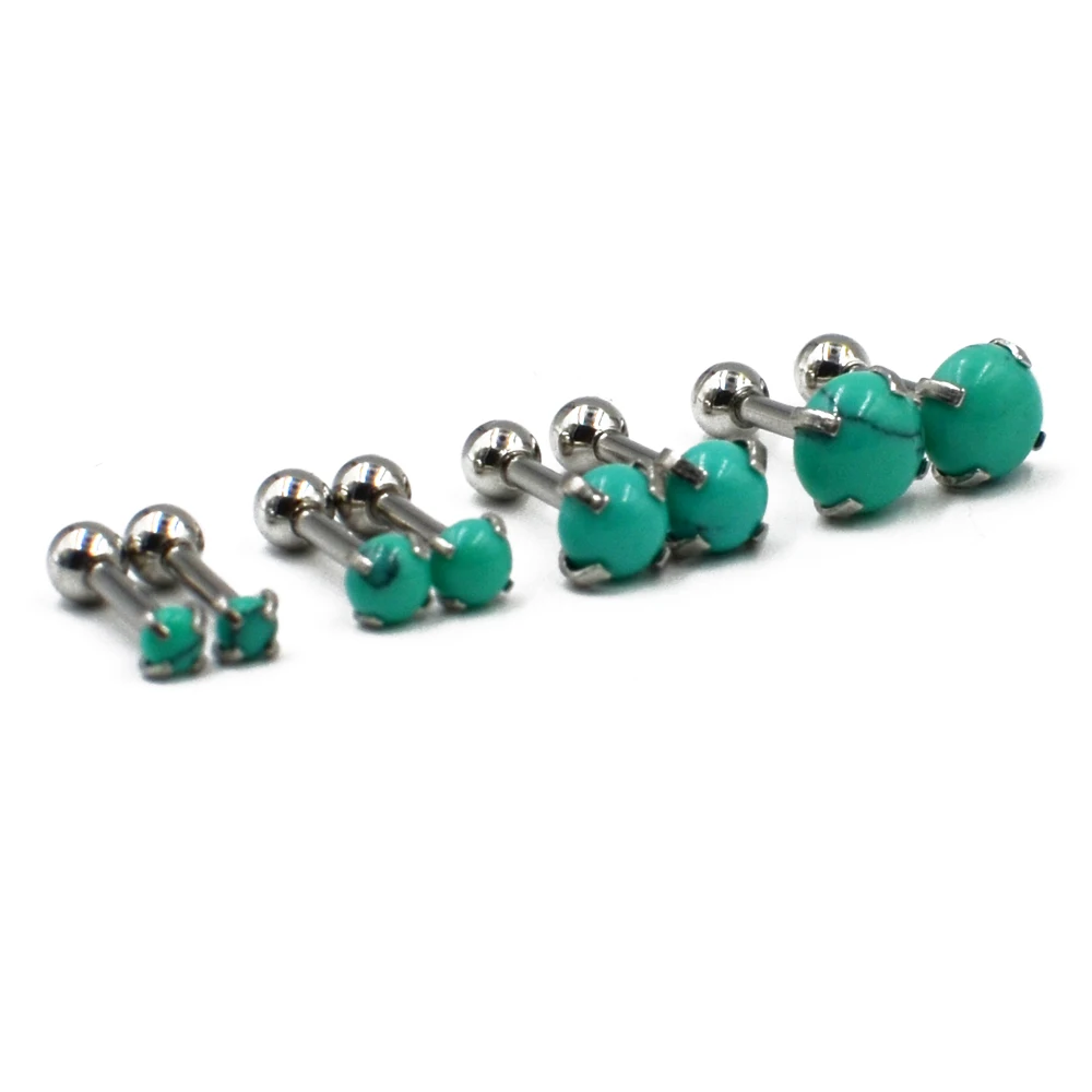 316L стали тигровый глаз камень уха трагус серьги, Надеваемые На ушной хрящ Стад кольцо ушной хрящ Хеликс перегородка пирсинг ювелирные изделия 16 г 2 мм-5 мм