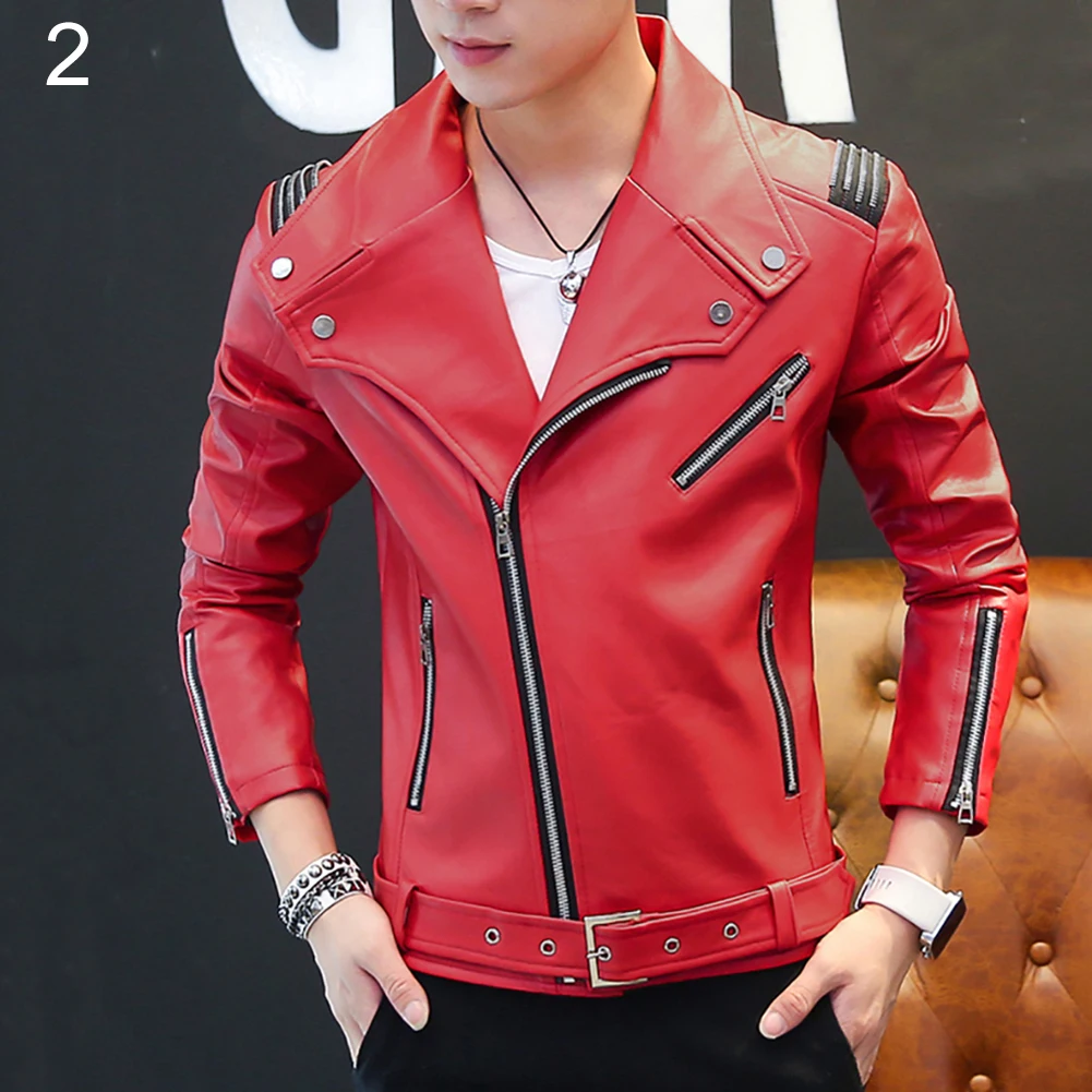 Men's Fashion Punk Faux Leather Zipper Slim Fit Jacket Coat Motorcycle Clothing | Мужская одежда