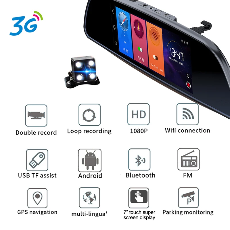 Dash cam XPX ZX857D DVR Автомобильный видеорегистратор зеркало 3g " экран Full HD 1080P камера заднего вида Dashcam Автомобильная камера 3 в 1 Android4.4 dvr Автомобильная