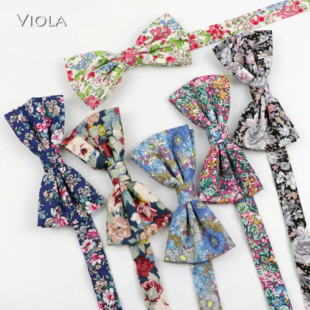 Новый Цветочный принт Мягкая текстура галстук бабочка Хлопковая мужская Бабочка