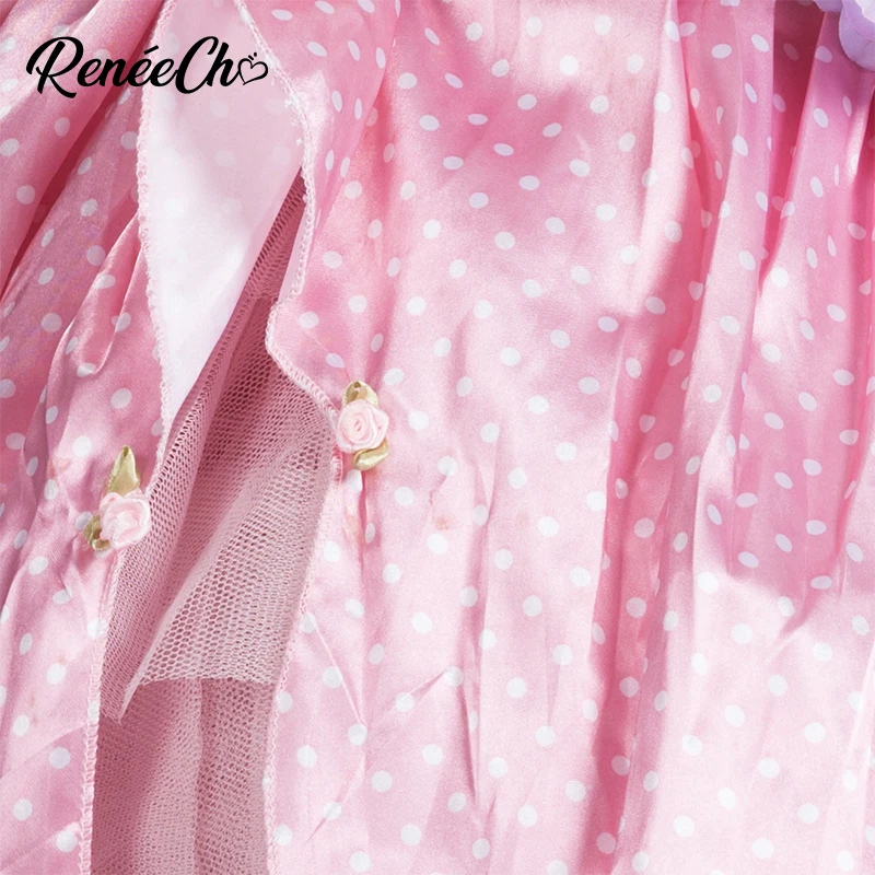 

Halloween Costume For Kids Deluxe Satin Dot Print Elegant Gown Dress Girl Pink Peach Princess Costume Gown For 4-12 Years Old