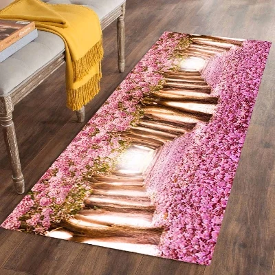 

Else Pink Trees Floral Flowers Love Road 3d Print Non Slip Microfiber Washable Long Runner Mats Floor Mat Rugs Hallway Carpets