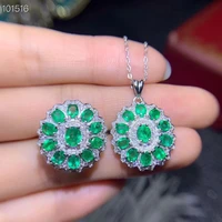 kjjeaxcmy boutique jewels 925 sterling silver inlaid natural emerald lady pendant necklace ring taoz support detection