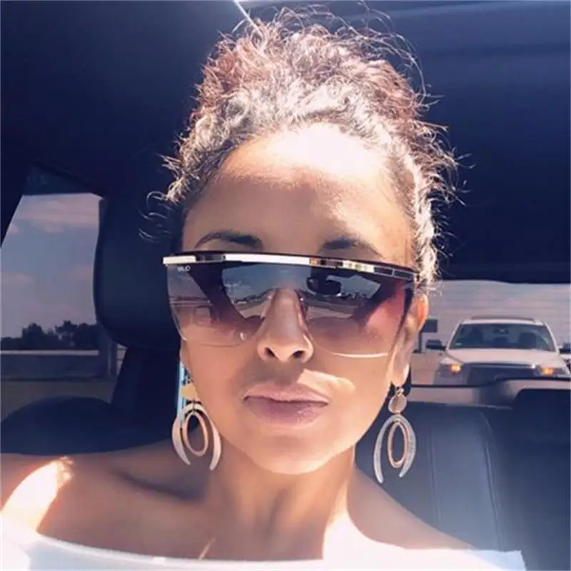 Новинка солнцезащитные очки с плоским верхом женские большие градиентные для