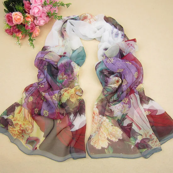Chinese characteristics of beautiful ladies figure new printed chiffon scarf Tang Dynasty beauty beach sunscreen |