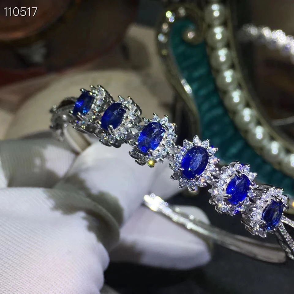 KJJEAXCMY fine jewelry 925 Silver-inlaid Natural Sapphire Women's Bracelet Support Detection nbhjuy | Украшения и аксессуары