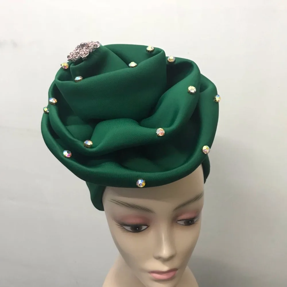 Красная уже изготовленная брошь Aso Oke цветок автоматический головной убор с