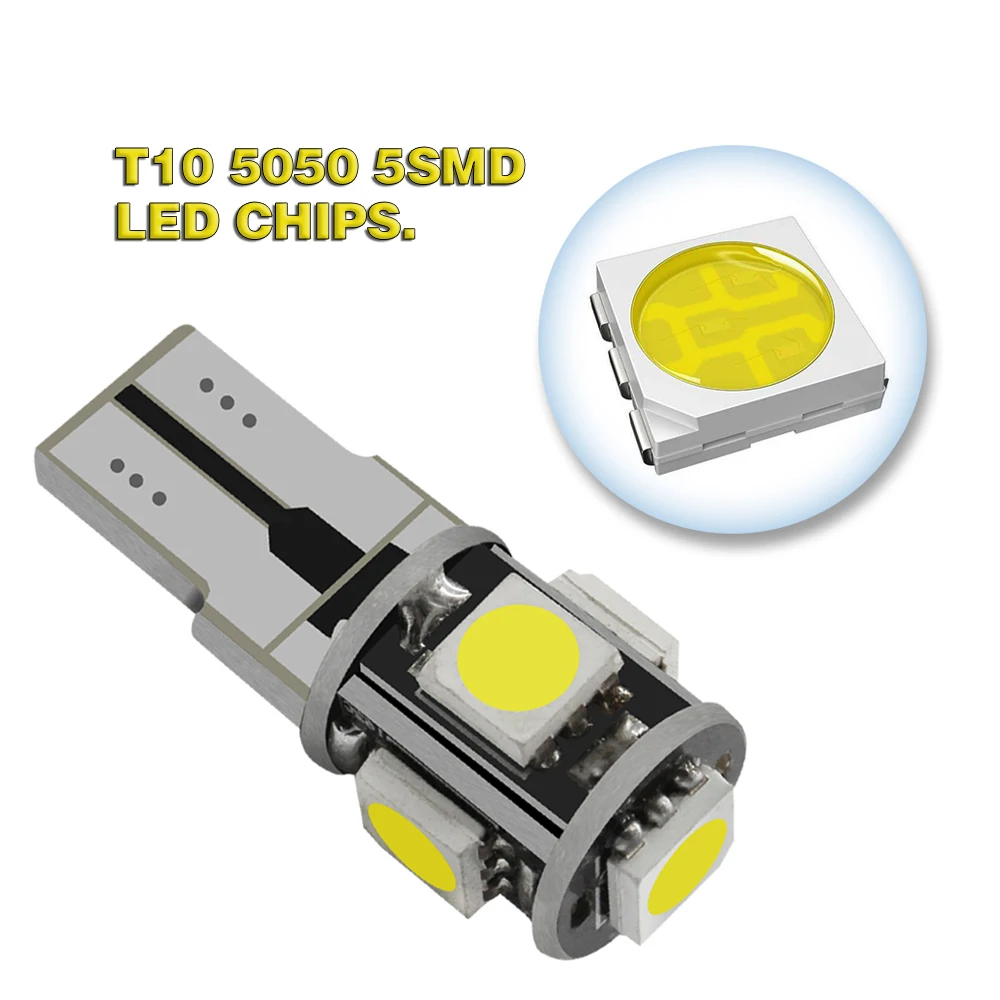 Современный Автомобиль 5050 T10 5SMD W5W LED габаритный фонарь парковки лампа 12V 6000K белый