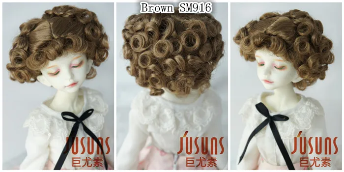 JD048 1/6 1/4 1/3 Модная Кукла Парики Для детей от 6 до 7 дюймов 7-8in 8-9 дюймов, классика курчавый BJD парики двойной конский волос кудрявый синтетический мохеровый парик