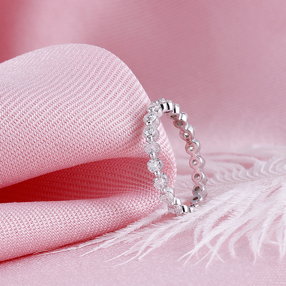 DovEggs Chic 14K 585 белый золотой полная Вечность Обручальное кольцо с 2 мм лабораторные