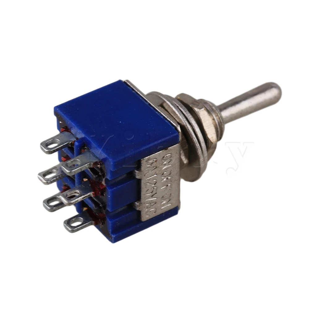 Yibuy 40 шт синий 3-полосный AC 125V 6A двухполюсный DPDT ВКЛ/ВЫКЛ/вкл Тип 3P тумблер | Спорт и